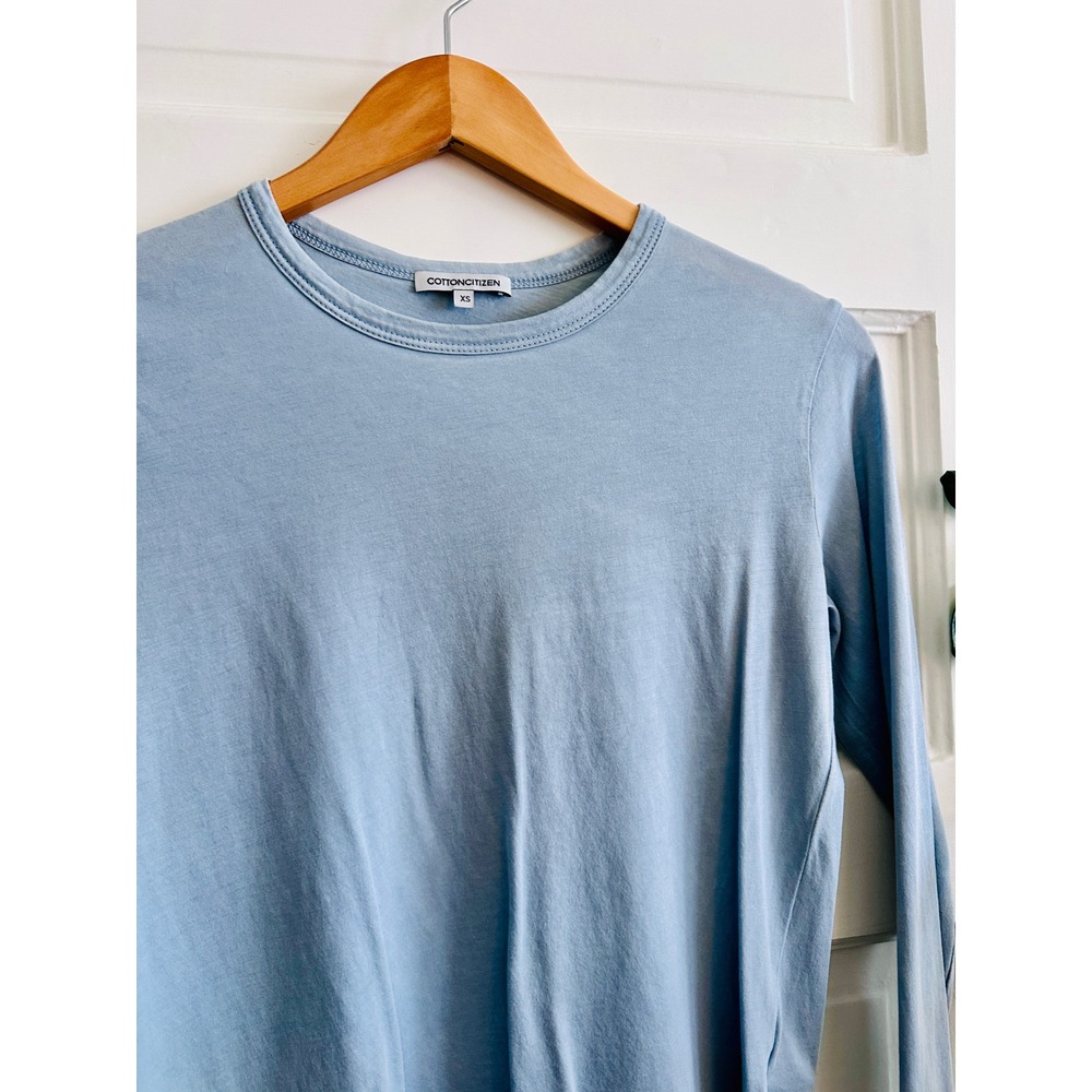 Cotton Citizen Womens XS Light Blue Long Sleeve Crew Neck Tee Made in USA - Picture 2 of 4